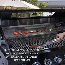 Load image into Gallery viewer, Castelle Flame 43-Inch 6-Burner 85K BTU Stainless Steel Outdoor BBQ Kitchen Island Grill With Wine Cooler, Rotisserie, And Sink (SAK19476)