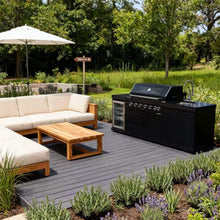 Load image into Gallery viewer, Castelle Flame 43-Inch 6-Burner 85K BTU Stainless Steel Outdoor BBQ Kitchen Island Grill With Wine Cooler, Rotisserie, And Sink (SAK19476)