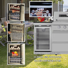 Load image into Gallery viewer, Castelle Flame 44-Inch 6-Burner 85K BTU Stainless Steel Outdoor BBQ Kitchen Island Grill With Wine Cooler, Rotisserie Kit, And Storage Cabinets (SAK97105)