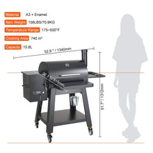 Load image into Gallery viewer, 53" Heavy-Duty Portable Wood Pellet BBQ Grill With Cart (SAK93641)