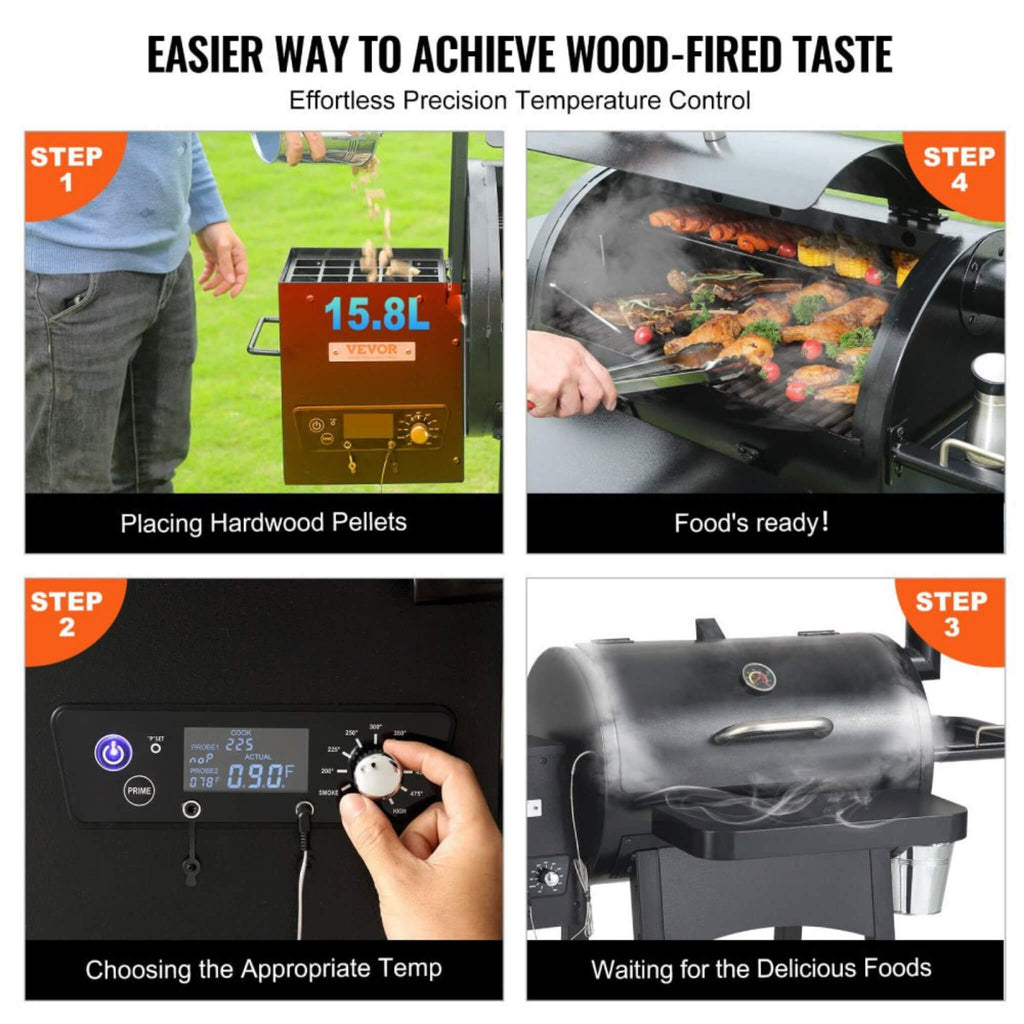 53" Heavy-Duty Portable Wood Pellet BBQ Grill With Cart (SAK93641)
