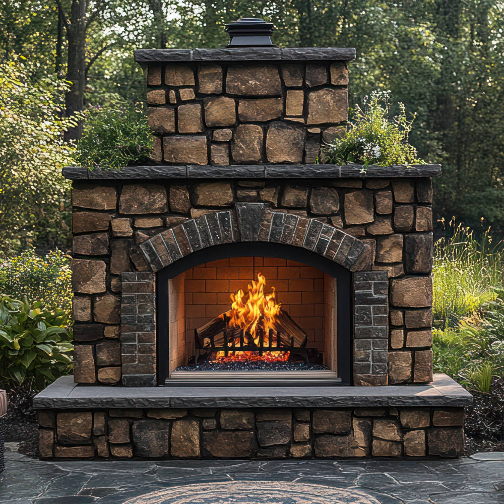 Stone Outdoor Gas Fireplace
