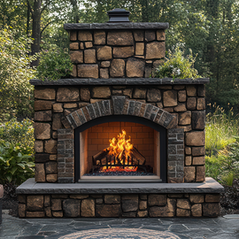 Stone Outdoor Gas Fireplace