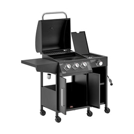 Castelle Flame 15K BTU Barbecue Propane Gas Grill With Side Burner (SAK53481)