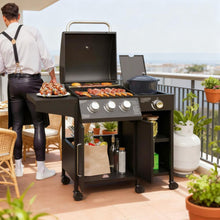 Load image into Gallery viewer, Castelle Flame 15K BTU Barbecue Propane Gas Grill With Side Burner (SAK53481)