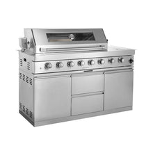 Load image into Gallery viewer, Castelle Flame 62-Inch 6-Burner Gas Outdoor Grill Island With Wine Cooler And Rotisserie (SAK31642)