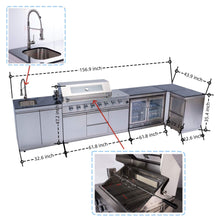 Load image into Gallery viewer, Castelle Flame 62-Inch 6-Burner Gas Outdoor Grill Island With Wine Cooler And Rotisserie (SAK31642)