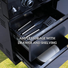 Load image into Gallery viewer, Castelle Flame 85K BTU Outdoor BBQ Kitchen Grill Island With 43-Inch 6-Burner Grill, Wine Fridge, Rotisserie Kit, And Sink (SAK23864)