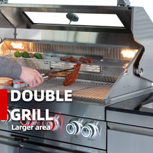 Load image into Gallery viewer, Castelle Flame Granite Outdoor BBQ Kitchen Island With 43-Inch 6-Burner Gas Grill, Rotisserie Kit, Cabinets, And Sink (SAK73518)