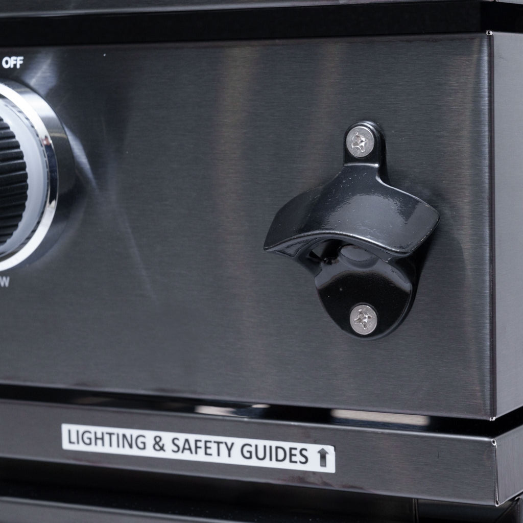 Castelle Flame Premium Black Stainless Steel 4-Burner Gas Grill With Rotisserie Kit (SAK48157)