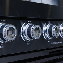 Load image into Gallery viewer, Castelle Flame Premium Black Stainless Steel 4-Burner Gas Grill With Rotisserie Kit (SAK48157)