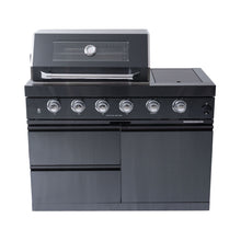 Load image into Gallery viewer, Castelle Flame Premium Black Stainless Steel 4-Burner Gas Grill With Rotisserie Kit (SAK48157)