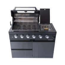 Load image into Gallery viewer, Castelle Flame Premium Black Stainless Steel 4-Burner Gas Grill With Rotisserie Kit (SAK48157)
