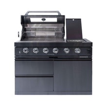 Load image into Gallery viewer, Castelle Flame Premium Black Stainless Steel 4-Burner Gas Grill With Rotisserie Kit (SAK48157)