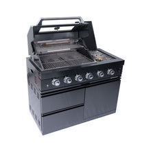 Load image into Gallery viewer, Castelle Flame Premium Black Stainless Steel 4-Burner Gas Grill With Rotisserie Kit (SAK48157)
