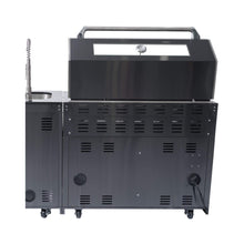 Load image into Gallery viewer, Castelle Flame Premium Black Stainless Steel 6-Burner Gas Grill Kitchen Island With Rotisserie Kit (SAK82641)