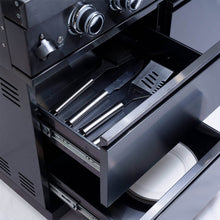 Load image into Gallery viewer, Castelle Flame Premium Black Stainless Steel 6-Burner Gas Grill Kitchen Island With Rotisserie Kit (SAK82641)