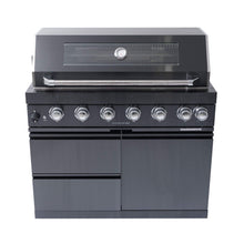Load image into Gallery viewer, Castelle Flame Premium Black Stainless Steel 6-Burner Gas Grill Kitchen Island With Rotisserie Kit (SAK82641)