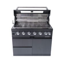 Load image into Gallery viewer, Castelle Flame Premium Black Stainless Steel 6-Burner Gas Grill Kitchen Island With Rotisserie Kit (SAK82641)