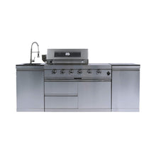 Load image into Gallery viewer, Castelle Flame Stainless Steel Outdoor BBQ Kitchen Island With 46-Inch 4-Burner 85K BTU Grill, Rotisserie Kit, And Cabinets (SAK93192)