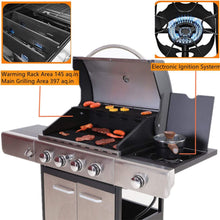 Load image into Gallery viewer, Large Outdoor 42K BTU BBQ Stainless Steel Propane Gas Grill With 4 Burners (SAK61283)
