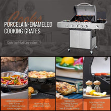 Load image into Gallery viewer, Large Outdoor 42K BTU BBQ Stainless Steel Propane Gas Grill With 4 Burners (SAK61283)