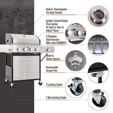 Load image into Gallery viewer, Large Outdoor 42K BTU BBQ Stainless Steel Propane Gas Grill With 4 Burners (SAK61283)