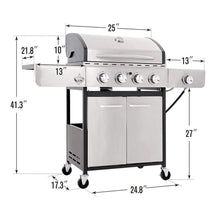 Load image into Gallery viewer, Large Outdoor 42K BTU BBQ Stainless Steel Propane Gas Grill With 4 Burners (SAK61283)