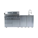 Castelle Flame Outdoor BBQ Kitchen Island With 43-Inch 6-Burner 85K BTU Propane Gas Grill, Rotisserie Kit, And Storage Cabinets (SAK95623)
